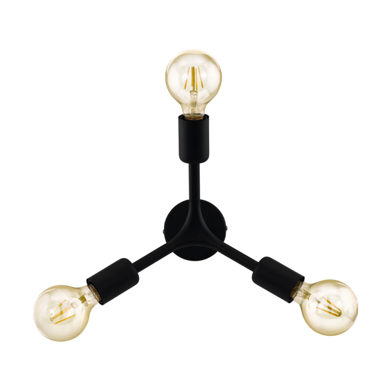 Plafonnier Bocadella 1 noir Ø 34,5 cm 3 x 60 W EGLO
