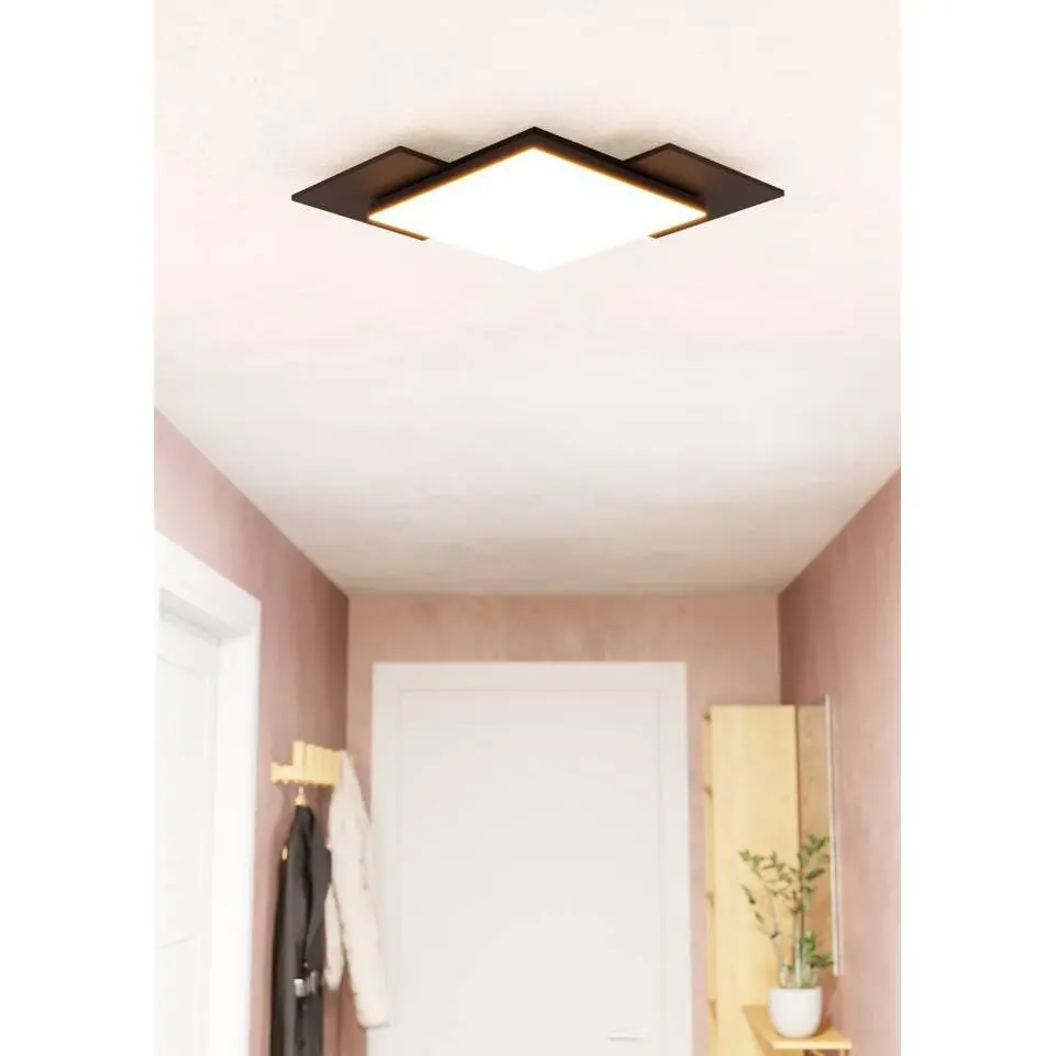 EGLO Tamuria Plafonni&egrave;re - LED - &Oslash; 28.5 cm - Zwart/Bruin