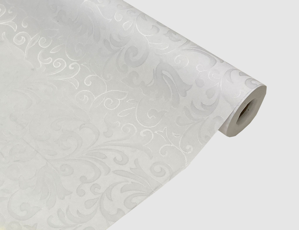 Tischdecke Damast Ranke Weiß