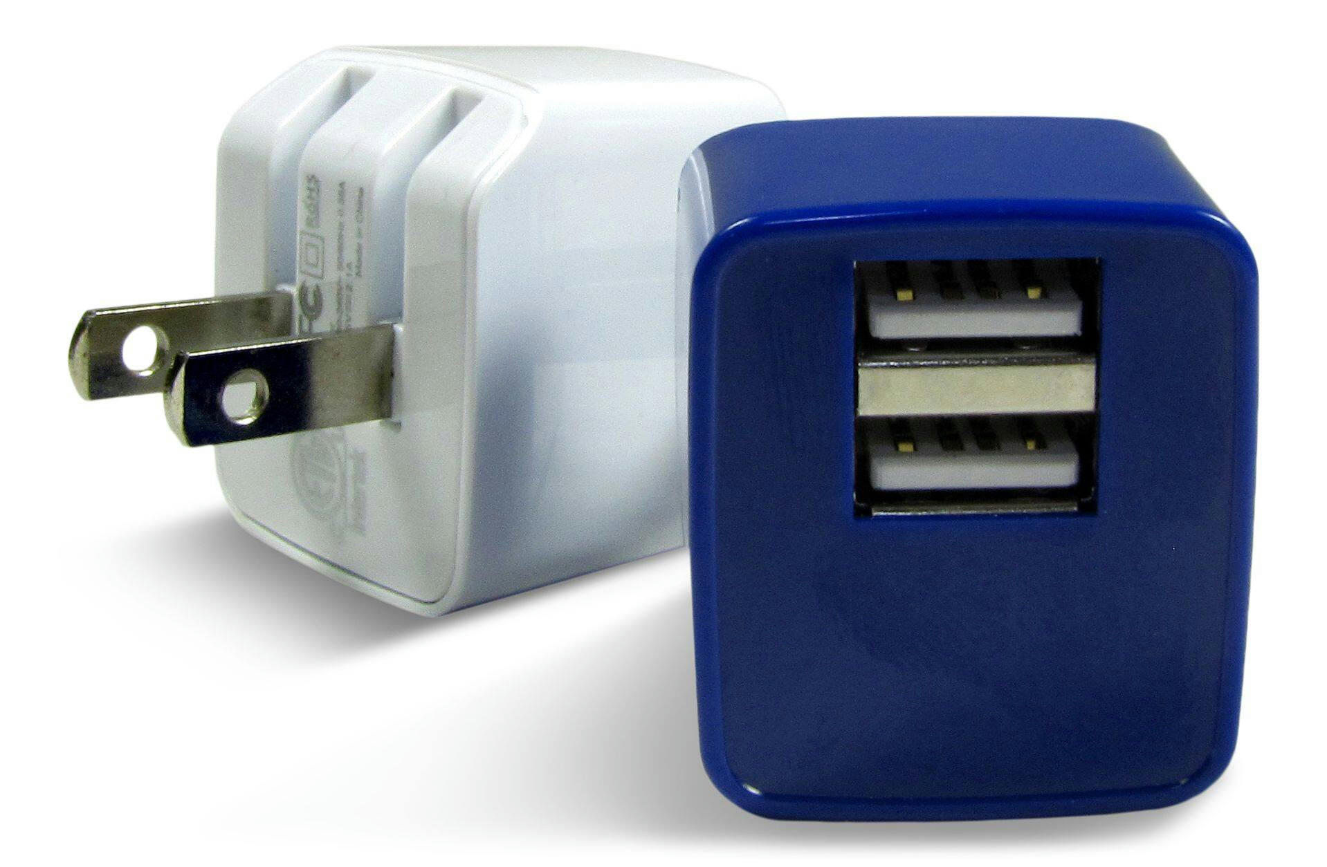 SMART Accessories 2.1A Dual USB Wall Charger, Assorted Colours
