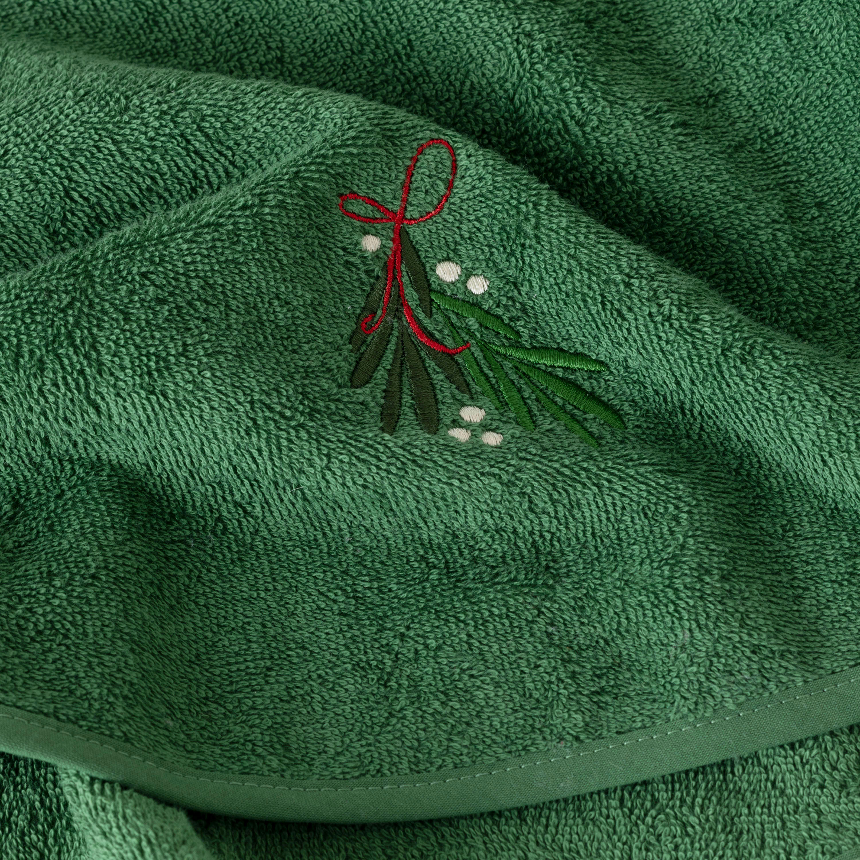 TRADITION - Essuie mains Sapin bouclette brodé vert 50 x 50 cm