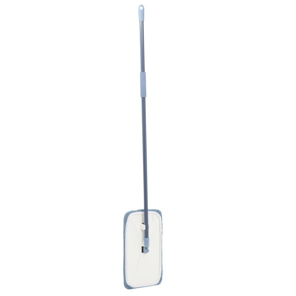 Balai plat gris avec manche en acier et recharge 38x20,5xH120cm