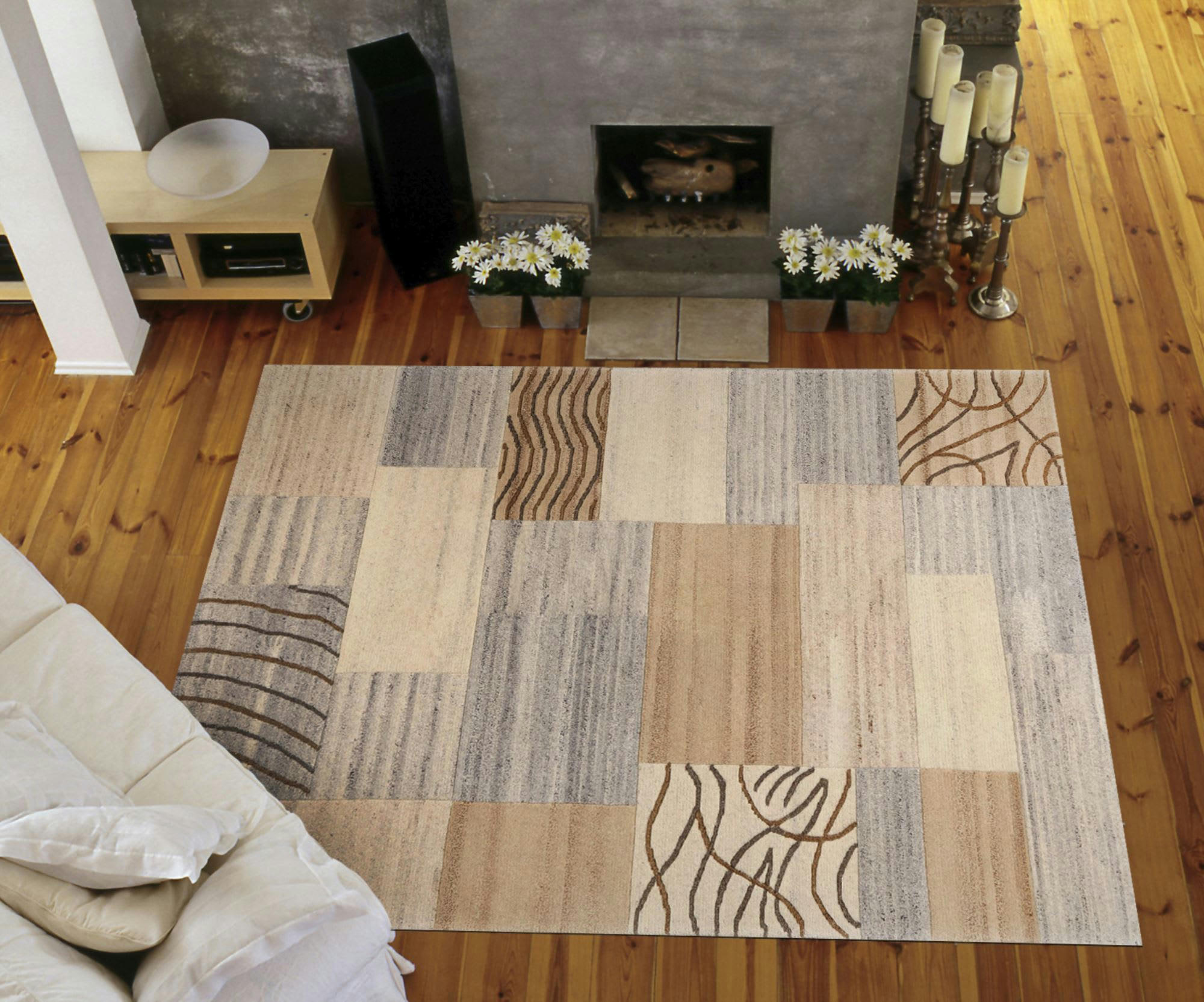 NAKARTA - Tapis moderne noué main, laine non-teinte naturel 140x200