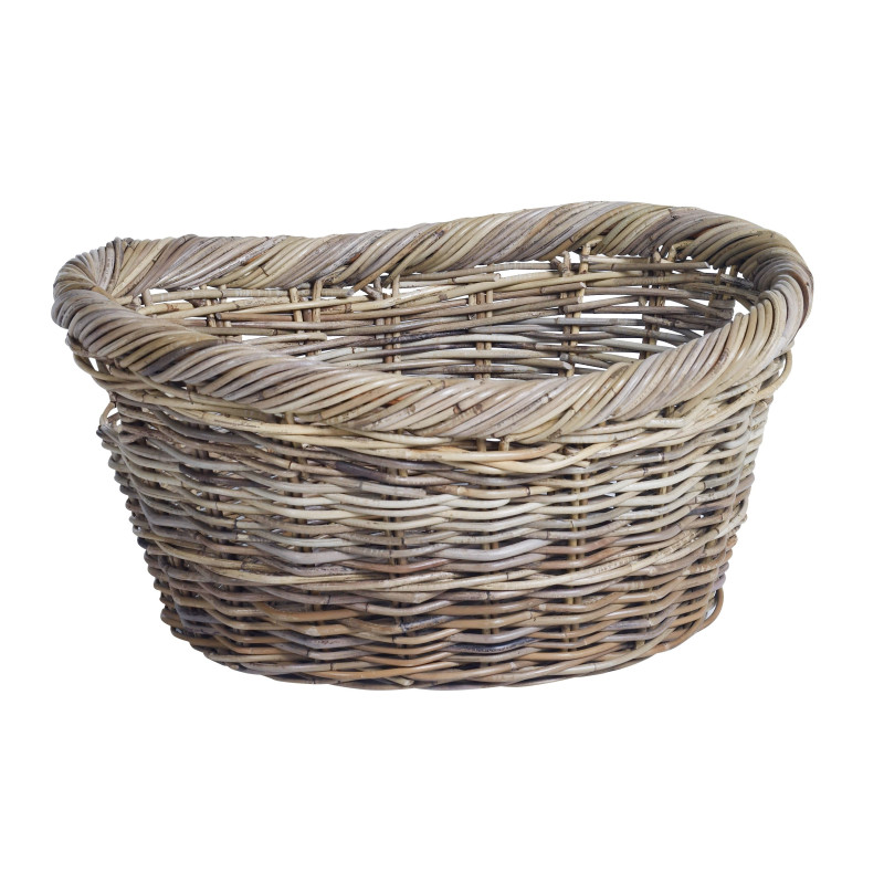 Porte-bûches panier en rotin Ovale