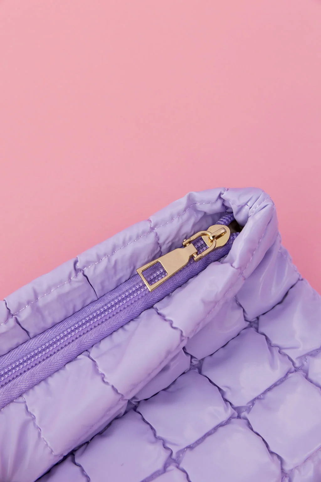 Quilted Cosmetics Bag in Pastel Lilac