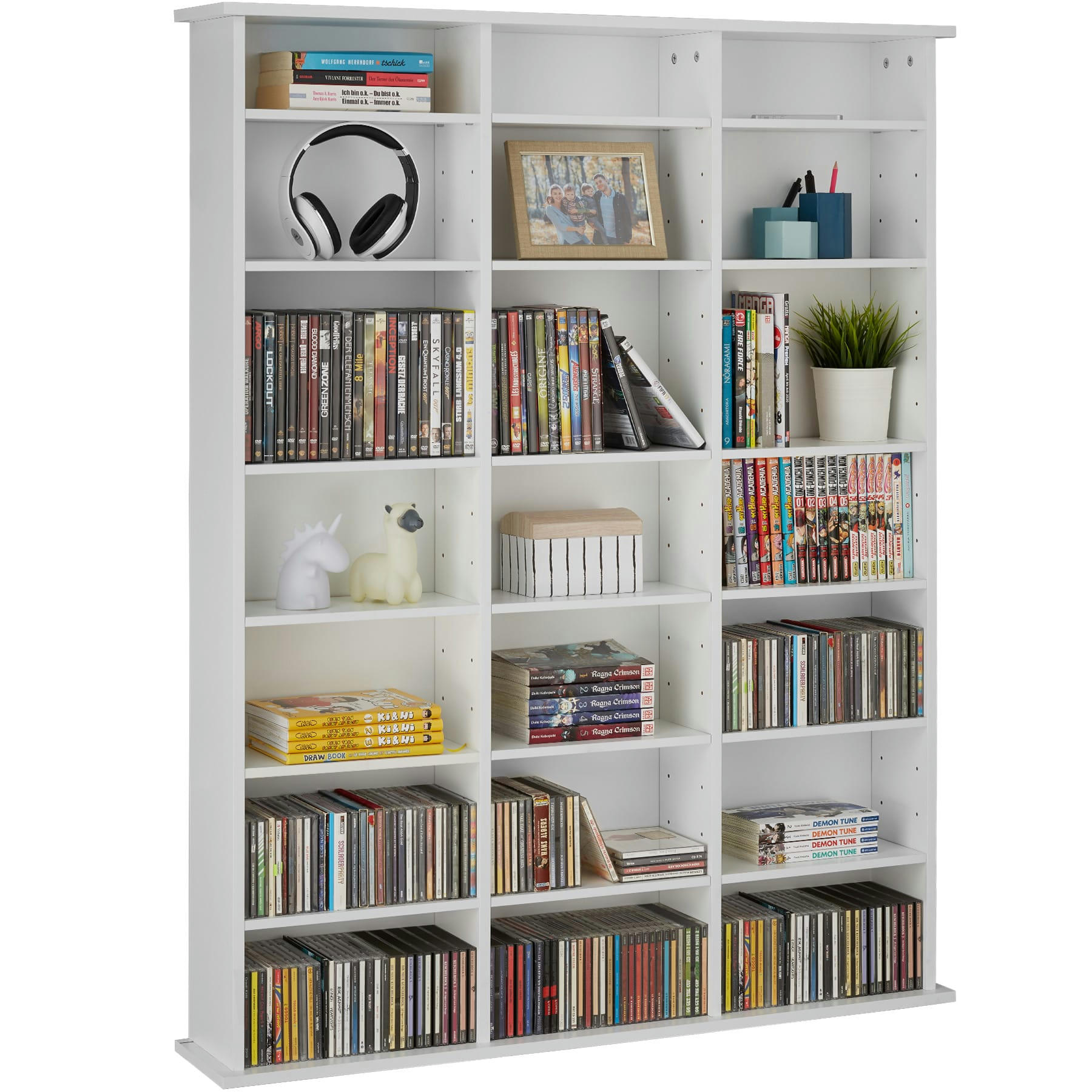- Étagère DVD CD aspect Bois blanc mat