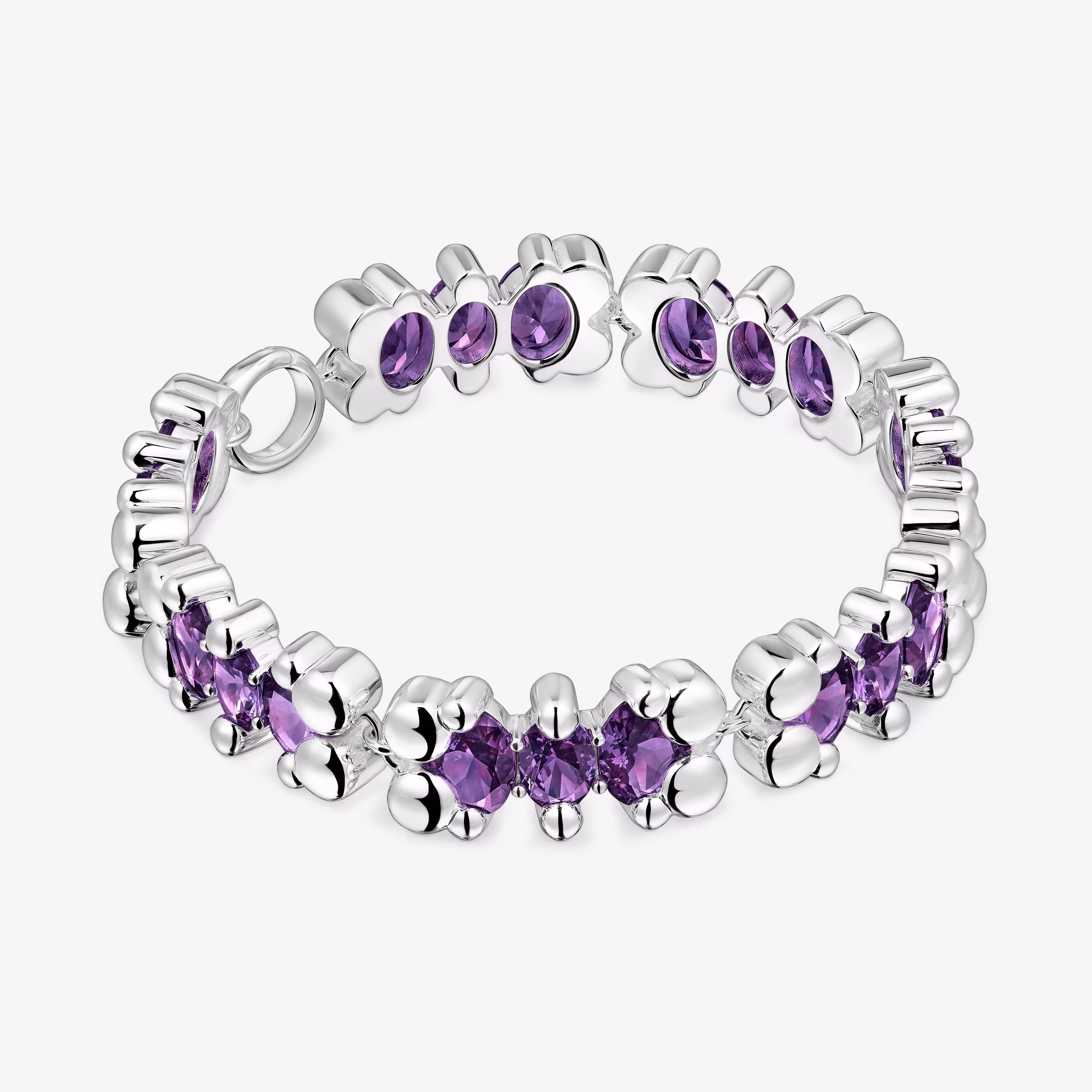Pulsera motivos oso de plata y zafiros lila creados en laboratorio Color Bear LGG