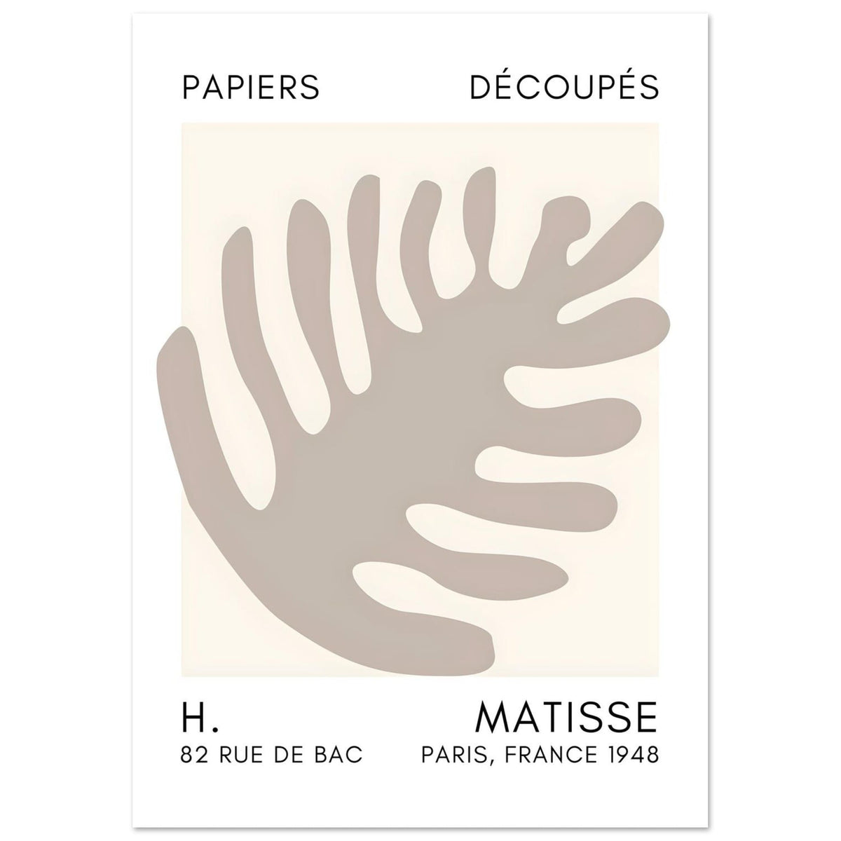 Artfulprints Poster Matisse – Coral bloom grey  - A4 21x29.7 cm - Grijs