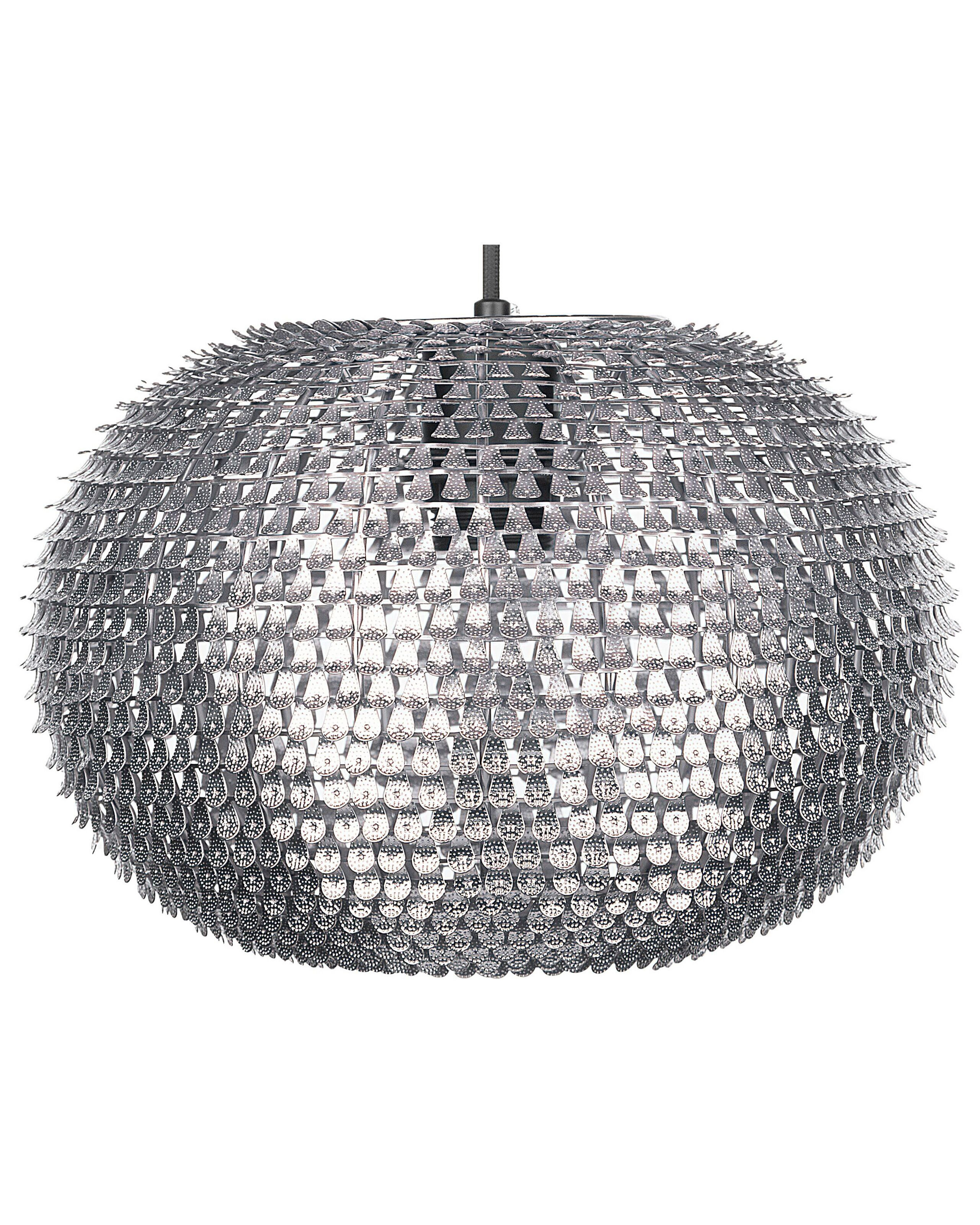 Lampa wisząca cekiny metalowa srebrna