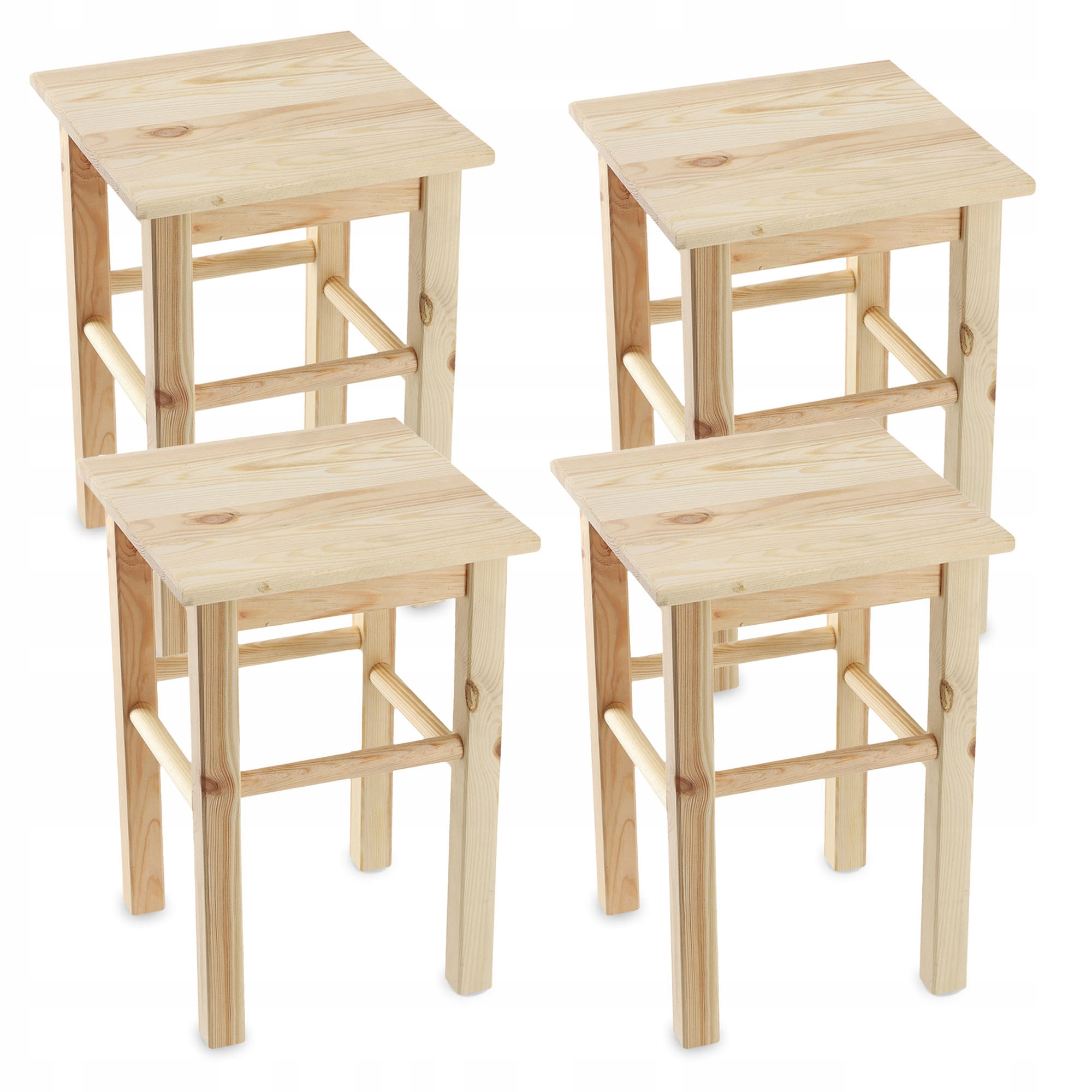 Kadax Taboret Drewniany Stołek Krzesło 44cm 4szt