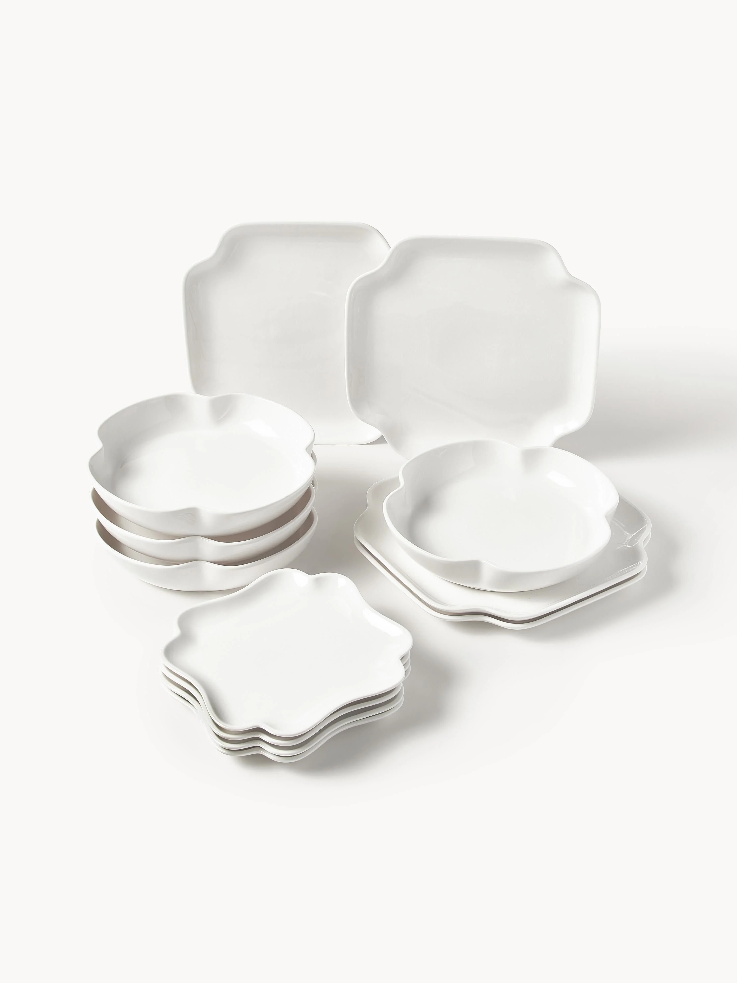 Porzellan-Geschirr-Set Nera, 4 Personen, 12er-Set