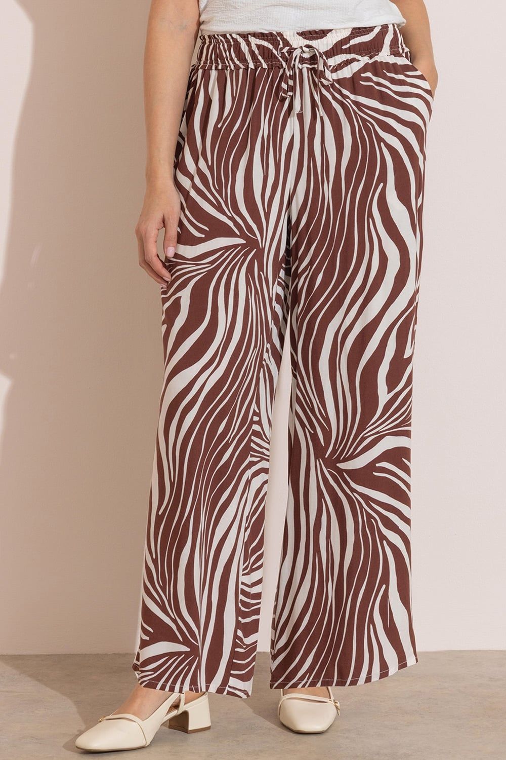 Klass. Wide Leg Zebra Print Trousers