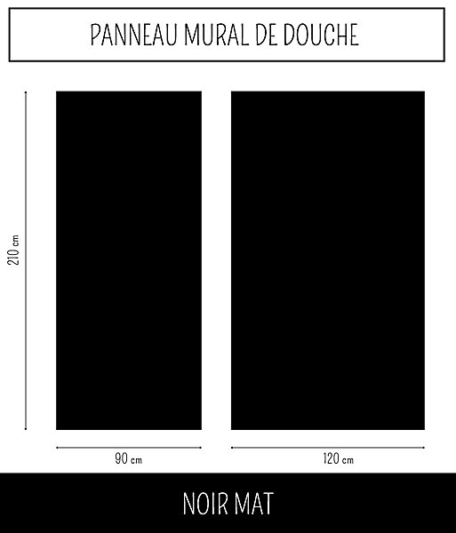 Panneau Mural Alu Douche salle de bain NOIR Mat 120 cm x 210 cm Ma Nouvelle Déco