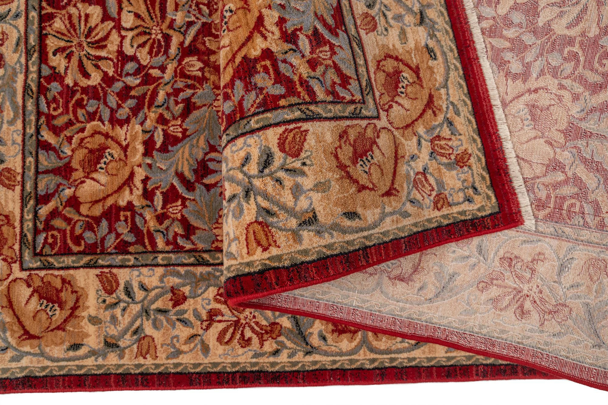 SAHARNA - Tapis d'orient tissé - à franges Rouge 300x380 cm