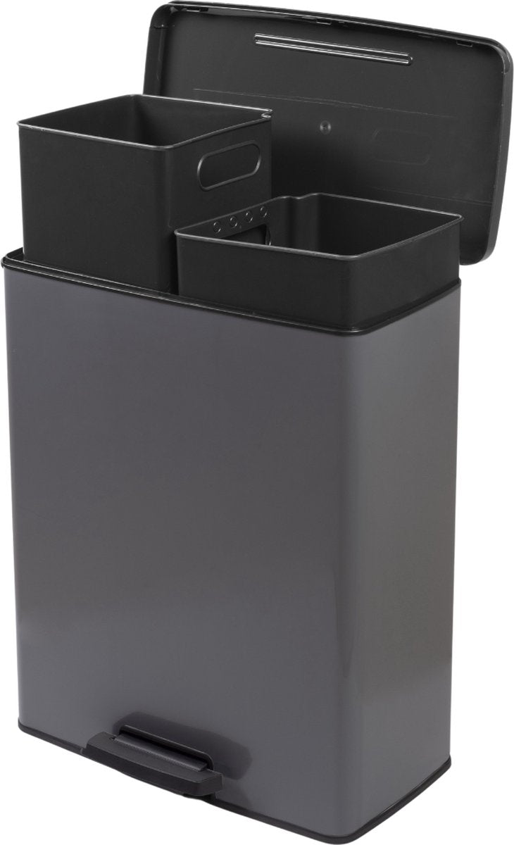 Curver Decobin Duo Prullenbak - 26L   26L - Rechthoekig - Grijs