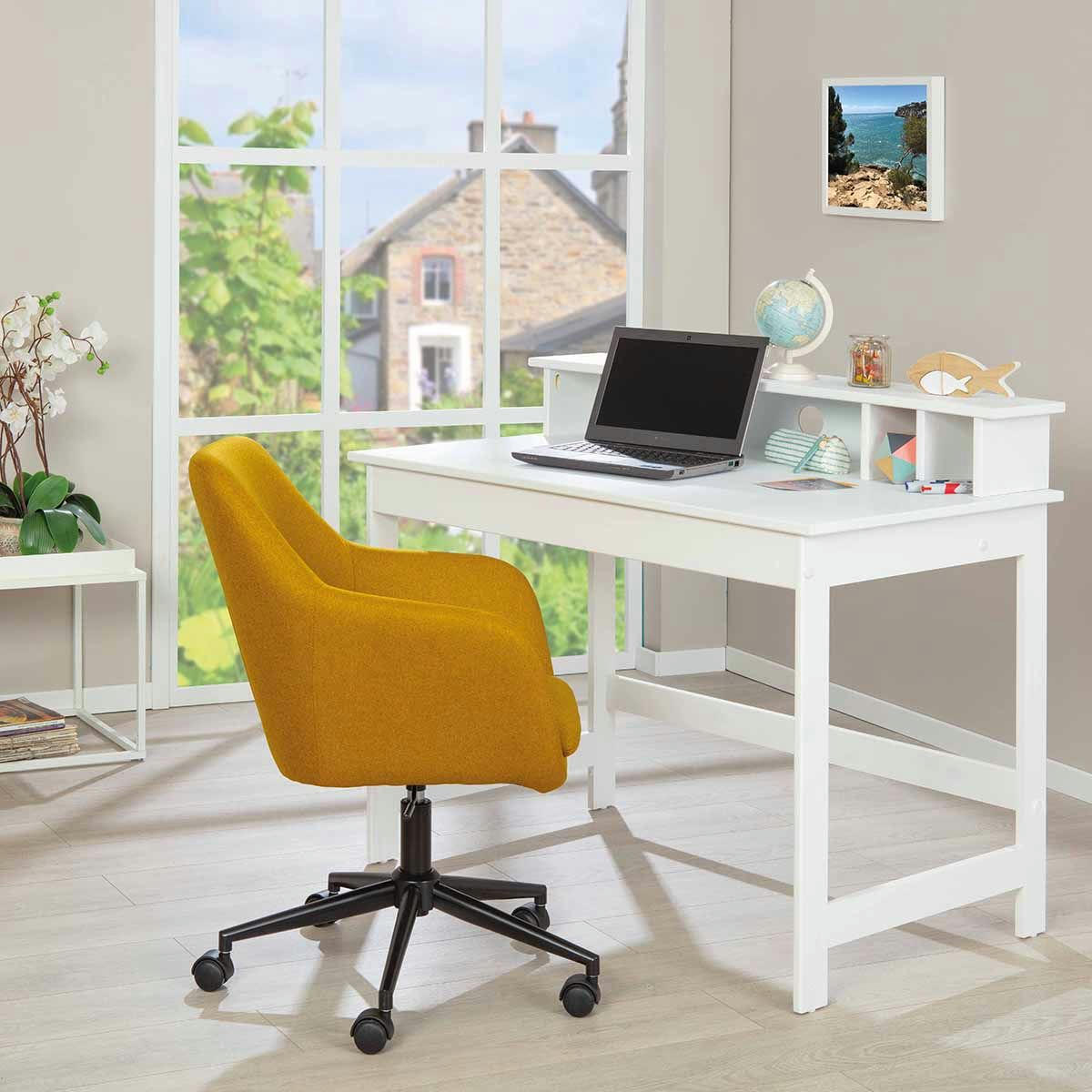 VALKA - Fauteuil  de bureau sur roulettes tissu curry