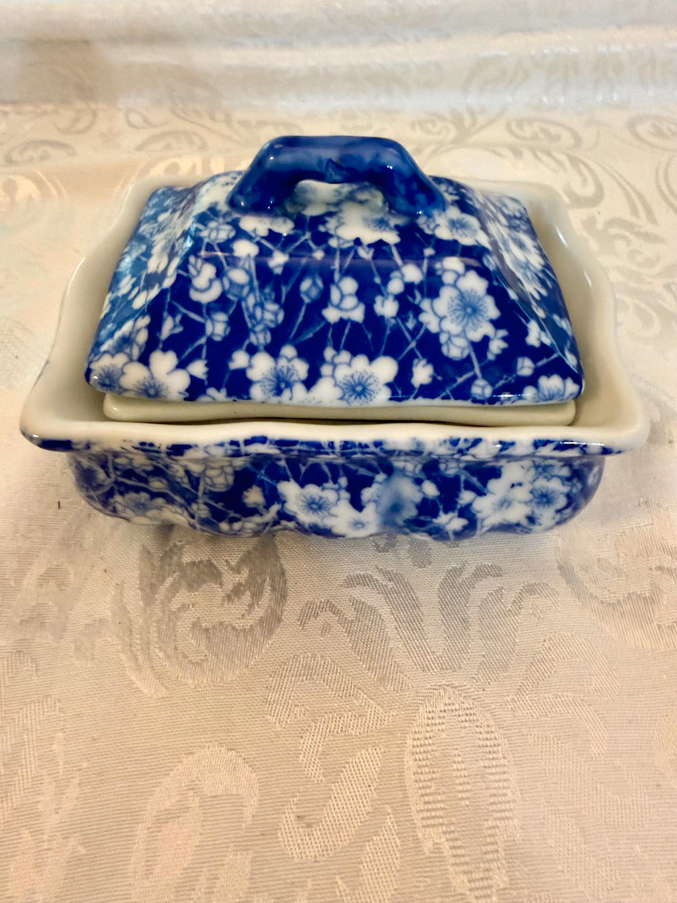 Antique Victoria Flow Blue Ironstone Soap Dish