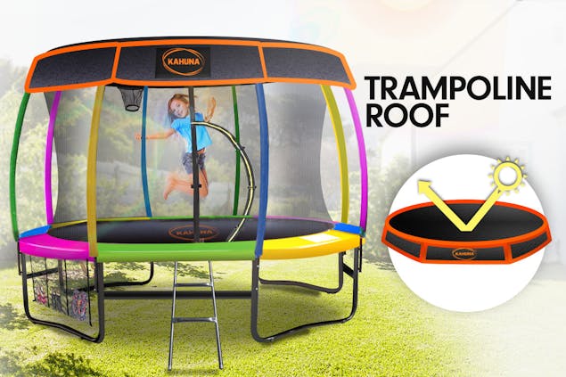 NNEDPE Kahuna Trampoline 12 ft withRoof-Rainbow