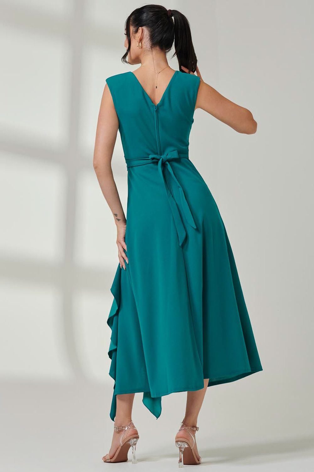 Jolie Moi Wrap Front Frill Detail Maxi Dress