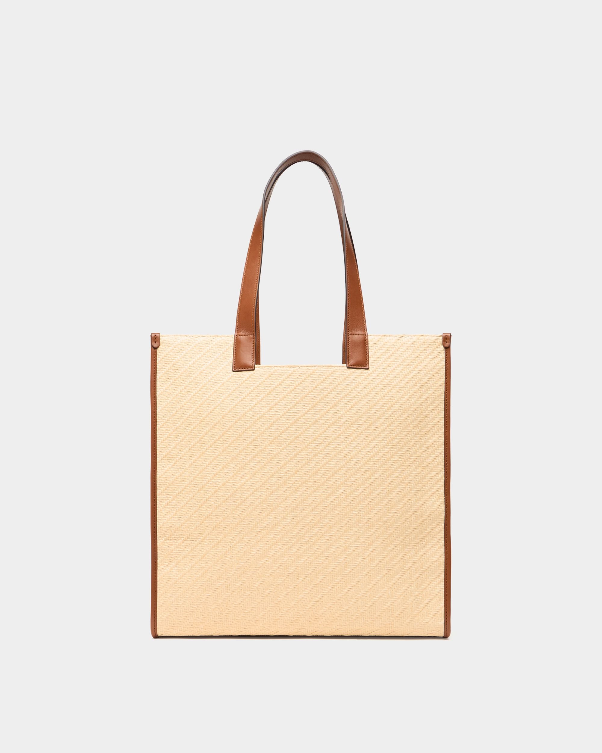 La Plage Tragetasche aus Stoff in Beige mit Bast-Effekt