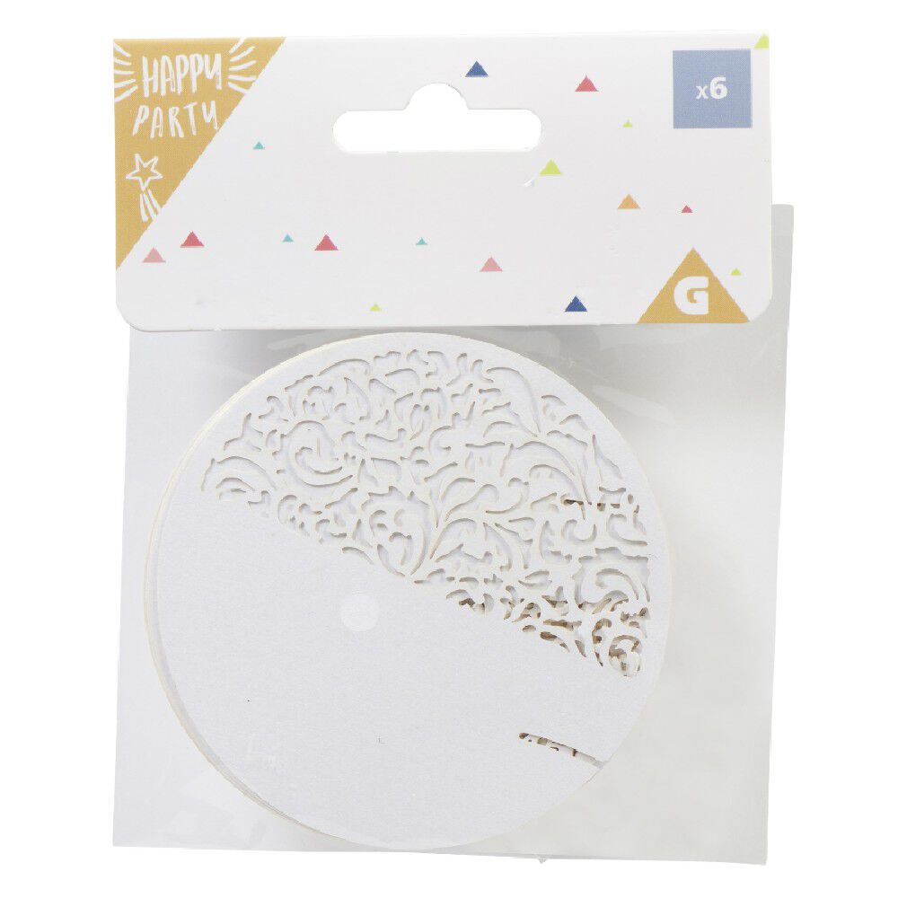Marque place rond effet dentelle x 6
