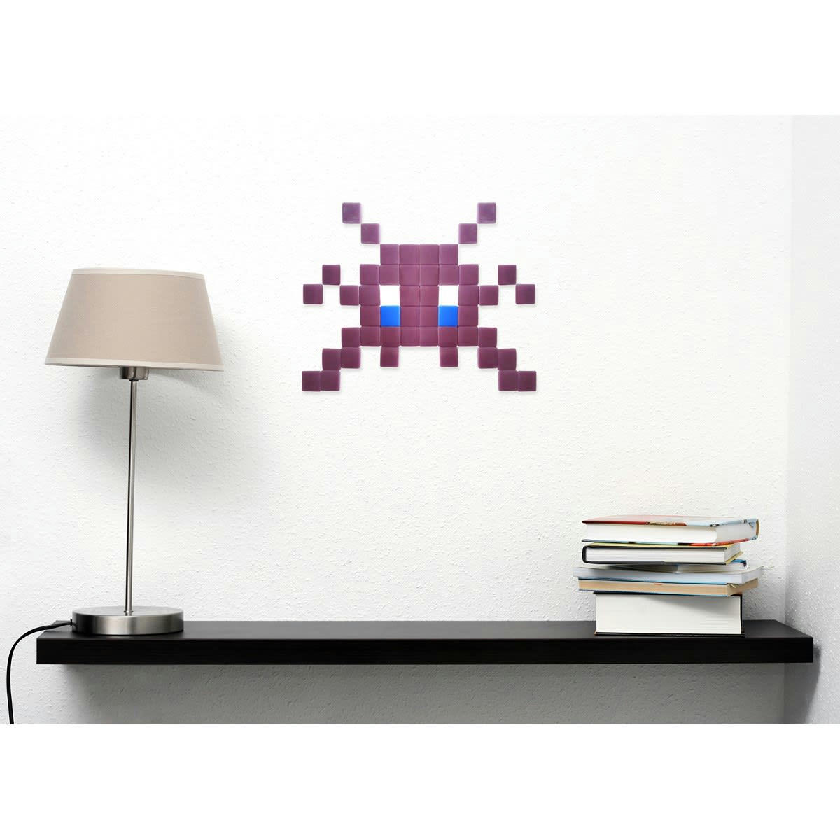 OUTDOOR - Mosaïque invaders en verre violet clair