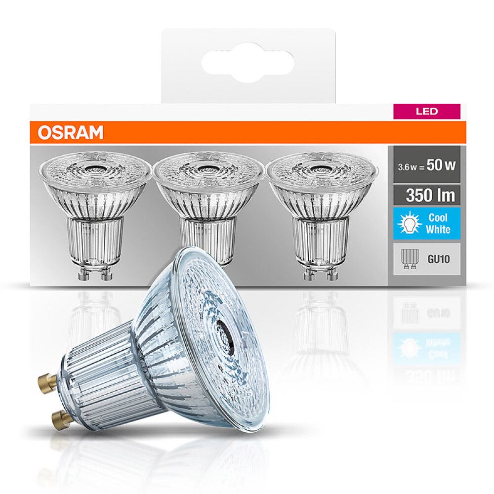 LYSPÆRE OSRAM LED PAR16 GU10 350LM 4,3W 3PK
