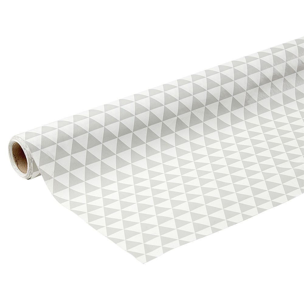 Toile cirée triangle blanc et gris clair L. 140 cm