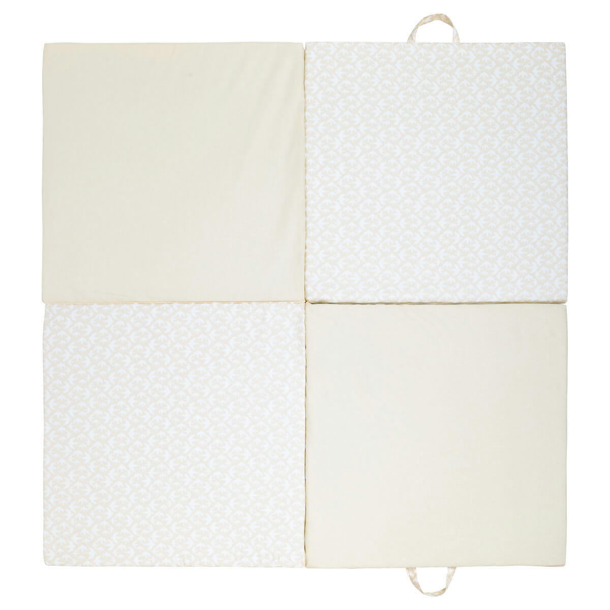 OISEAUX - Tapis de jeu 3 en 1 bébé beige en coton 120x120 cm