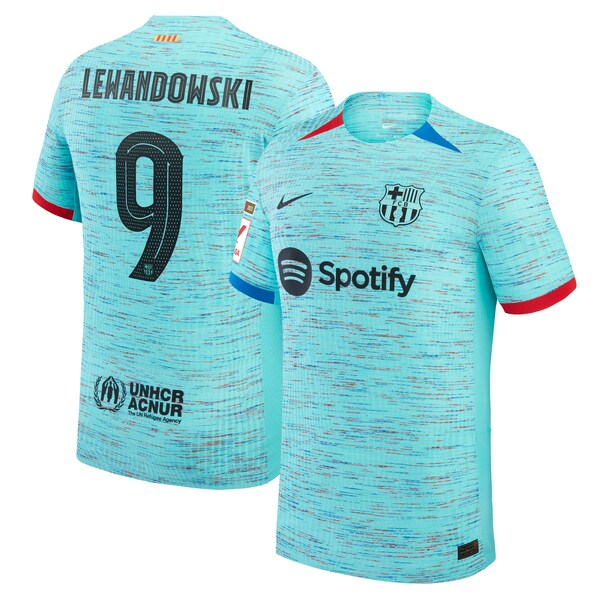 Robert Lewandowski Barcelona Nike 2023/24 Third Authentic Jersey - Aqua/Royal/White