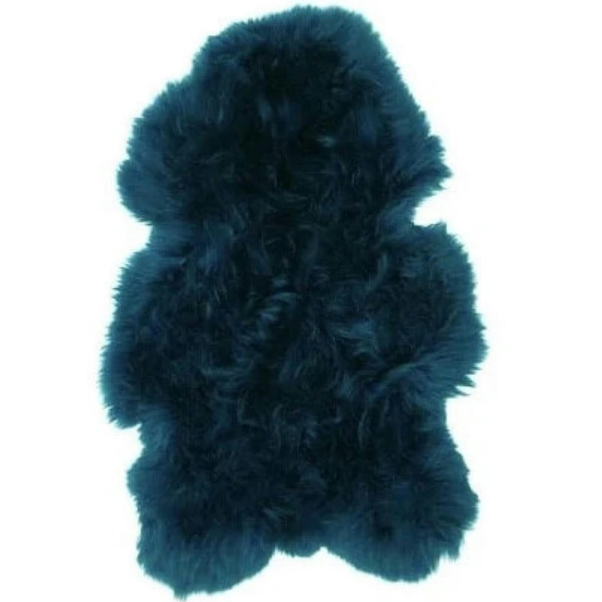- Tapis en peau de mouton bleu canard