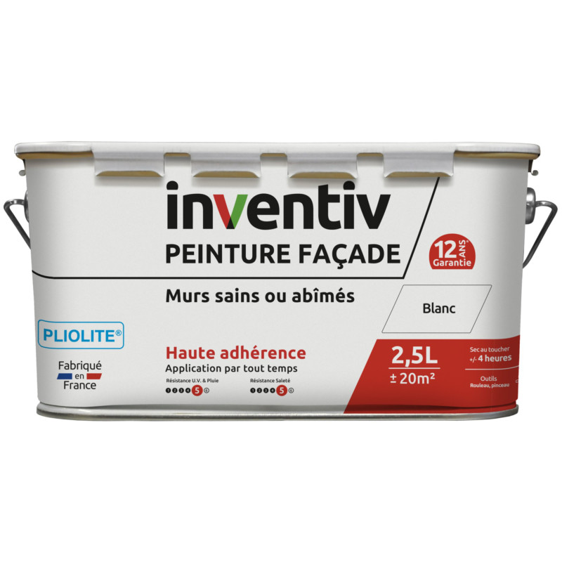 Peinture pour façade Pliolite blanche 2,5 L INVENTIV