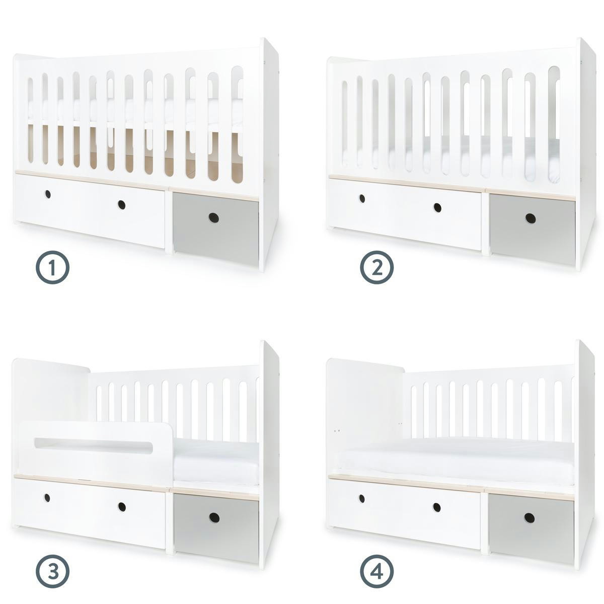 COLORFLEX - Lit bébé évolutif 70x140cm blanc-gris perle