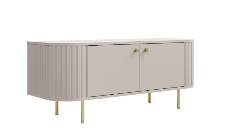 BeżowaSzafka Rtv zaokrąglone boki 123cm Owal 2d LP