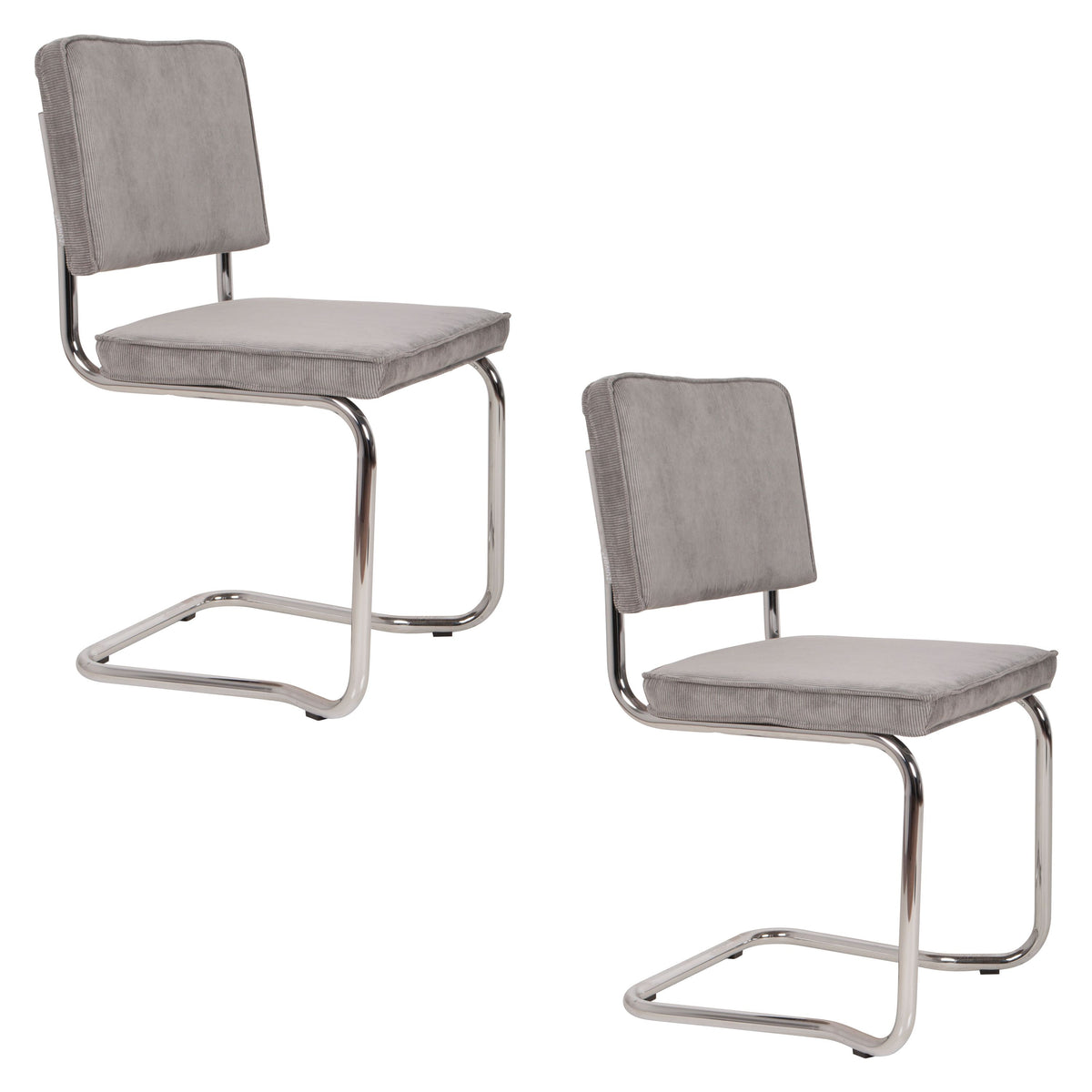 Zuiver Ridge Kink Rib Eetkamerstoelen Lichtgrijs - Set van 2