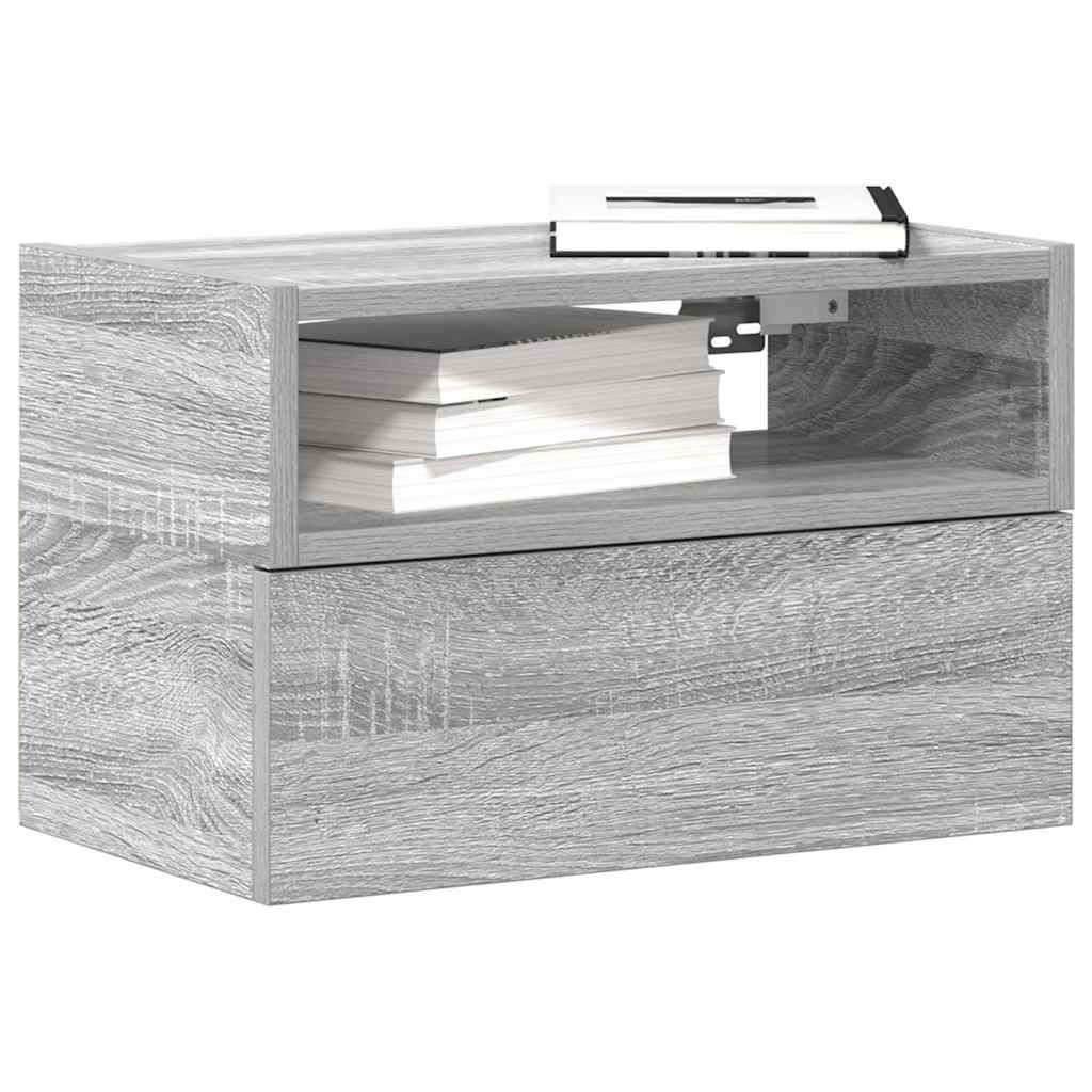 Szafka Nocna Stolik Szara z Szufladą Wisząca Do Sypialni 45x26x28,5 cm