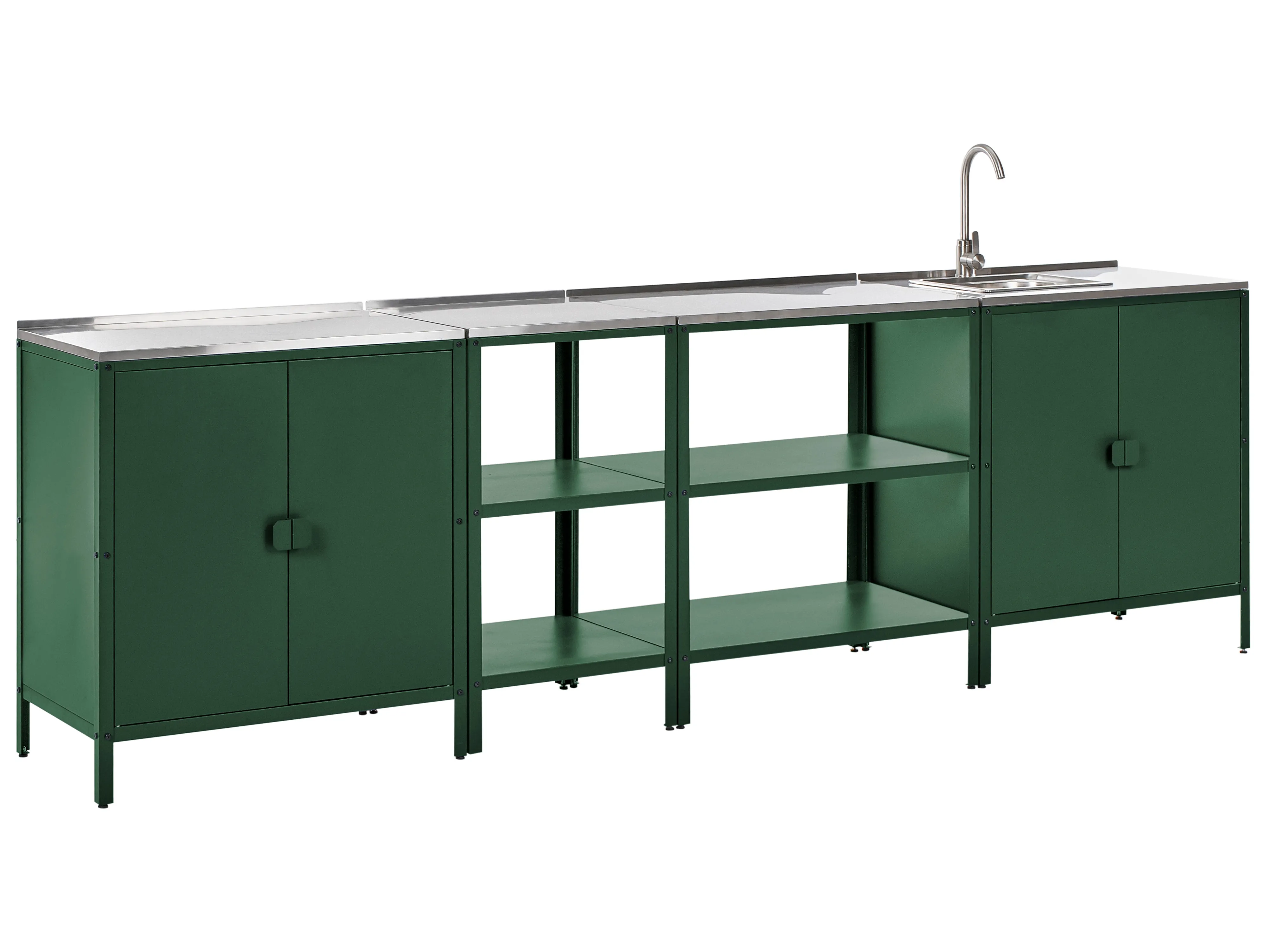 4 Piece Outdoor Kitchen Set with Sink VILAMA Metal Green