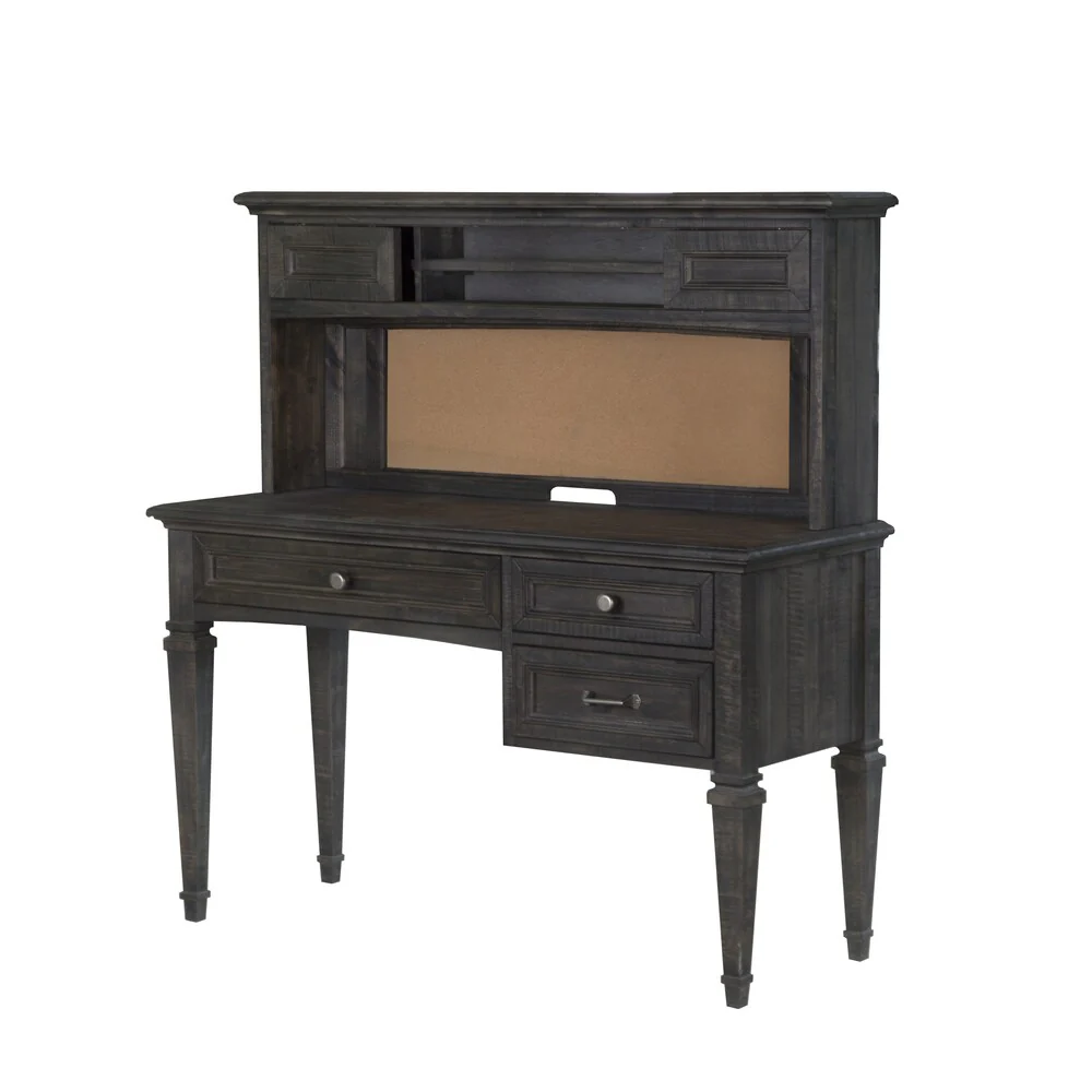 Carbon Loft Habersberger Weathered Charcoal Desk with Hutch