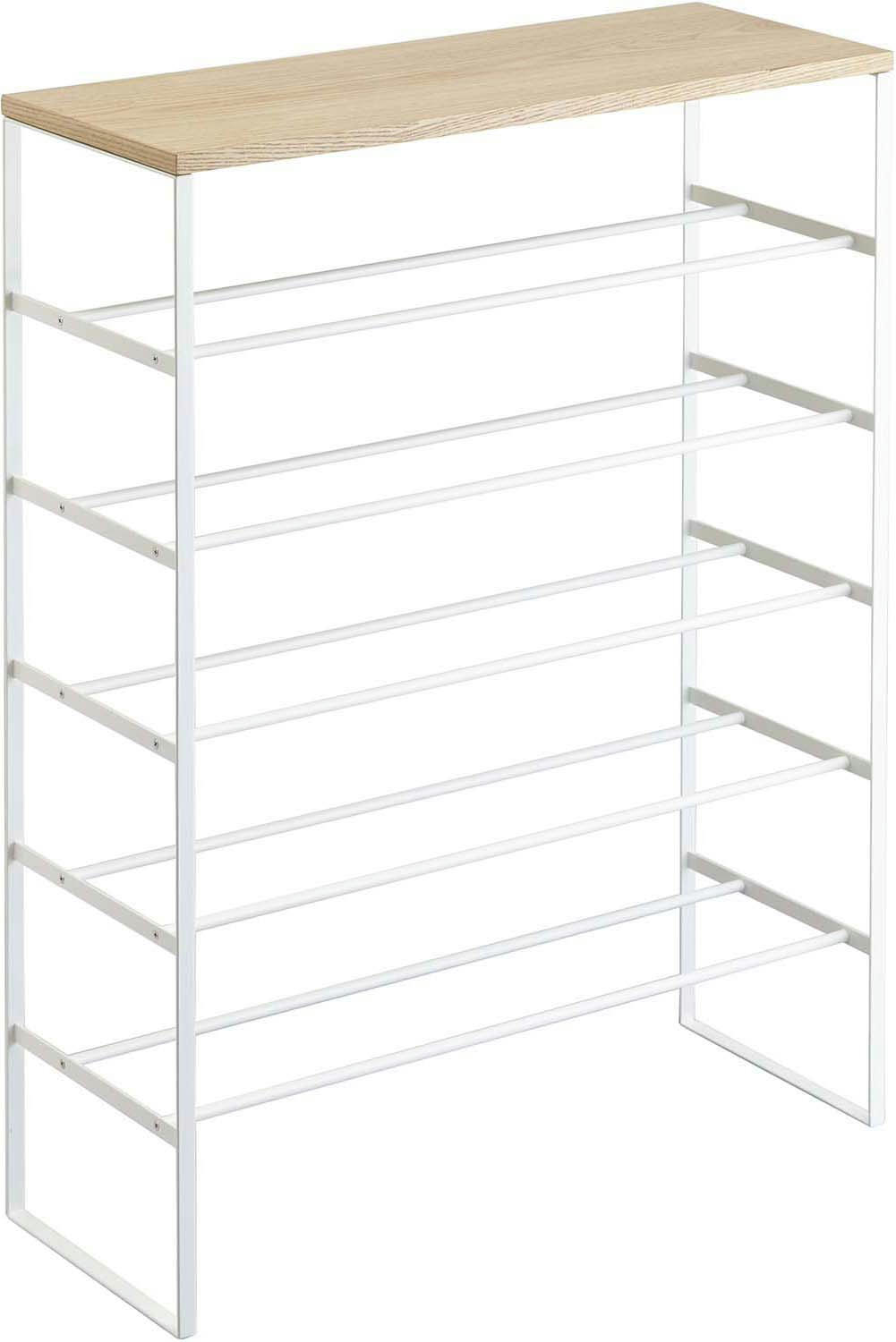 - Etagère à chaussures en métal et bois blanc