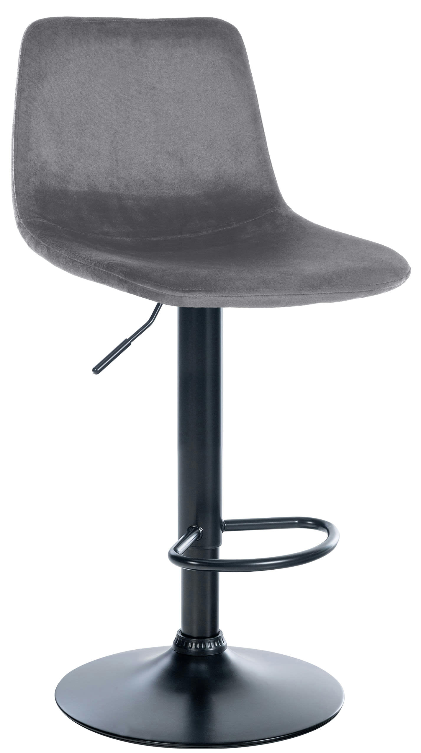 DIVO - Tabouret de bar velours ajustable pivotant velours Gris foncé