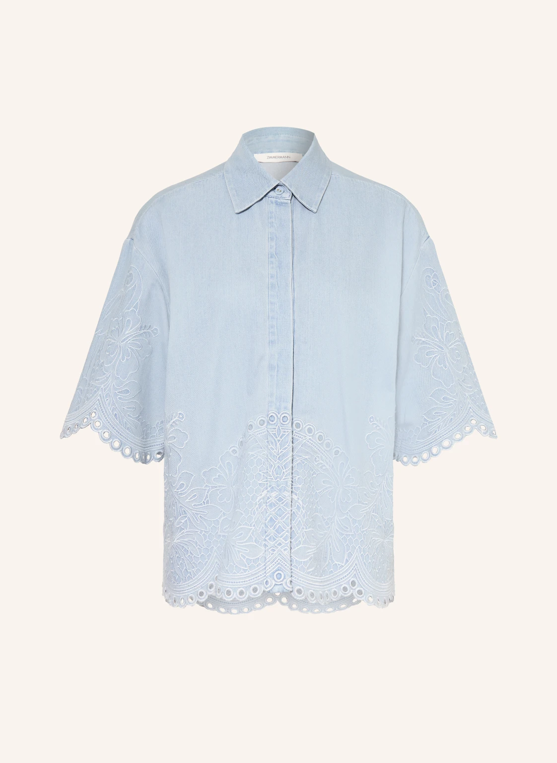 ZIMMERMANN Blusenshirt DAYLIGHT in Jeansoptik mit Lochspitze