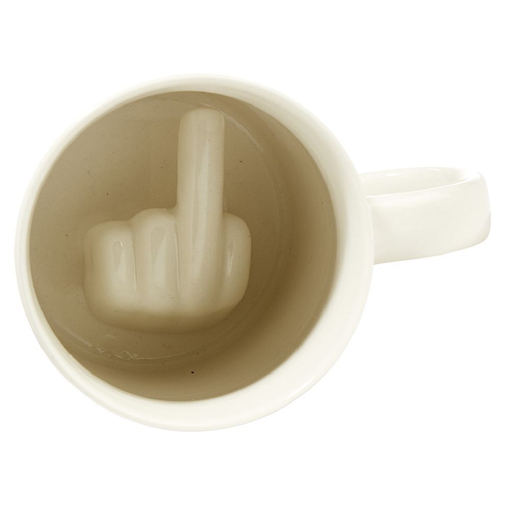 Mug fond doigt d'honneur blanc