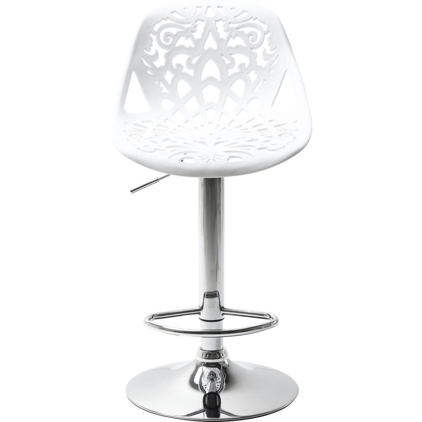 ORNAMENT - Tabouret de bar réglagle blanc et acier chromé