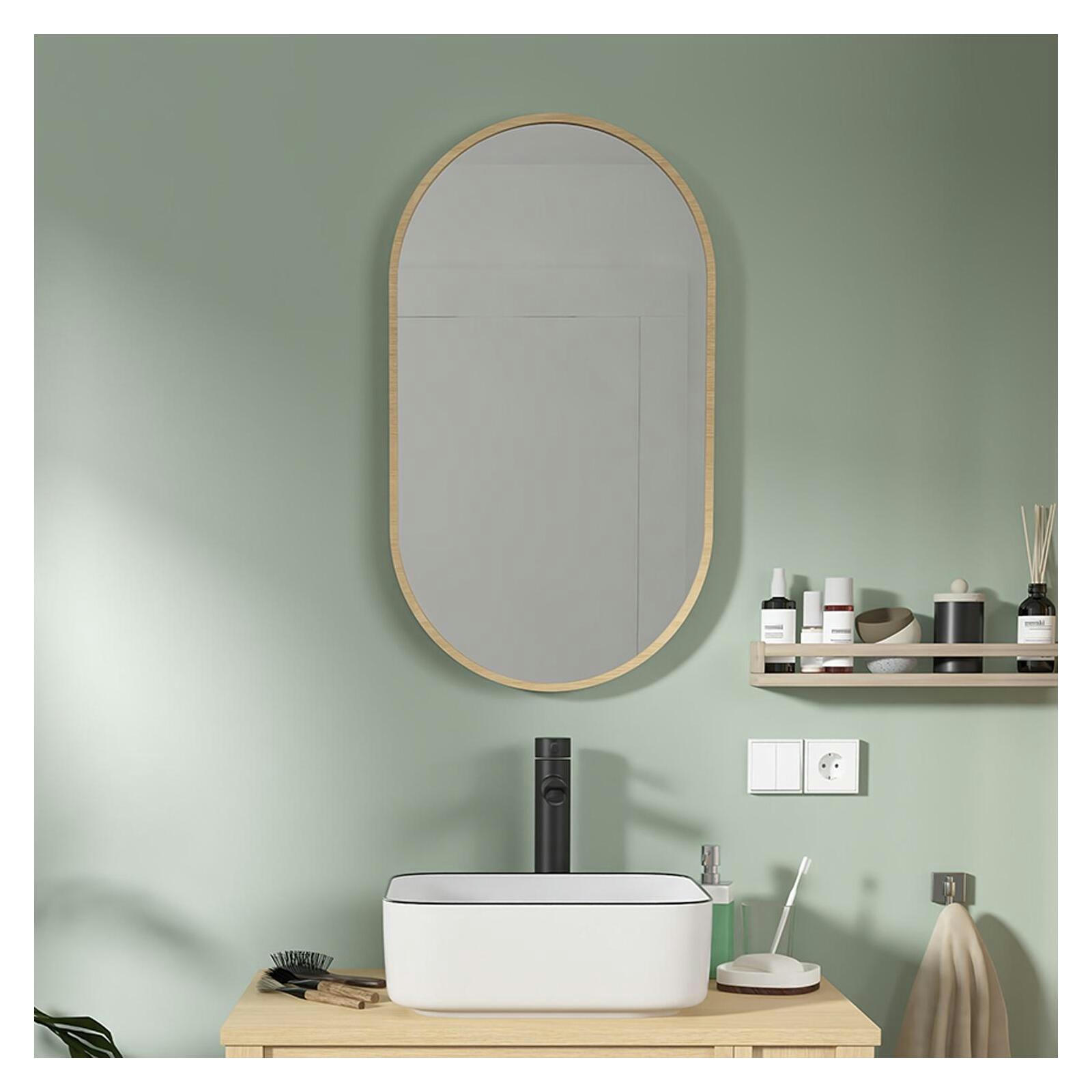 PEPPER - Miroir ovale 40 x 70 cm  Chêne