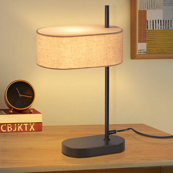Nettlife lampe de chevet chambre vintage 44,5cm e14 abat-jour en tissu lin noir avec interrupteur, sans ampoule