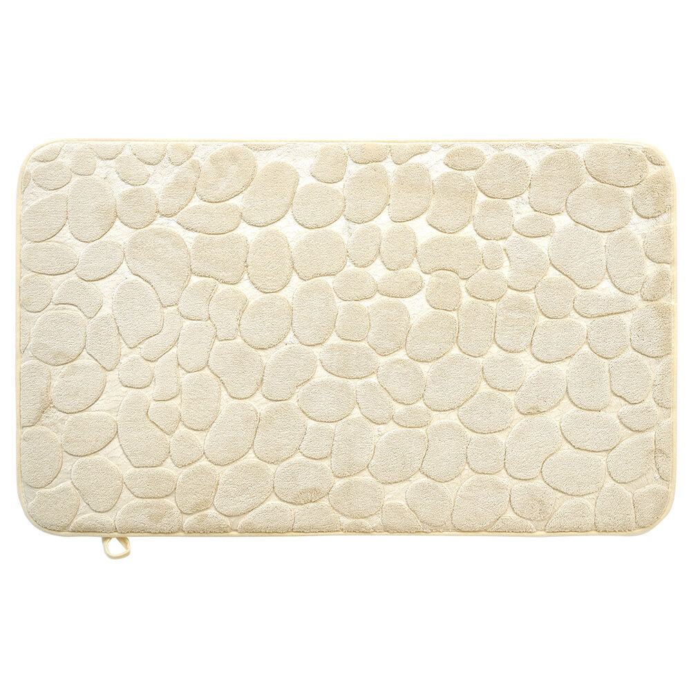 Tapis sortie de douche mémoire de forme beige 75x45cm