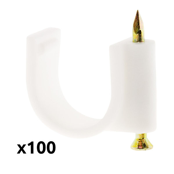 Lot de 100 crochets de fixation diamètre 12mm - Blanc - Zenitech