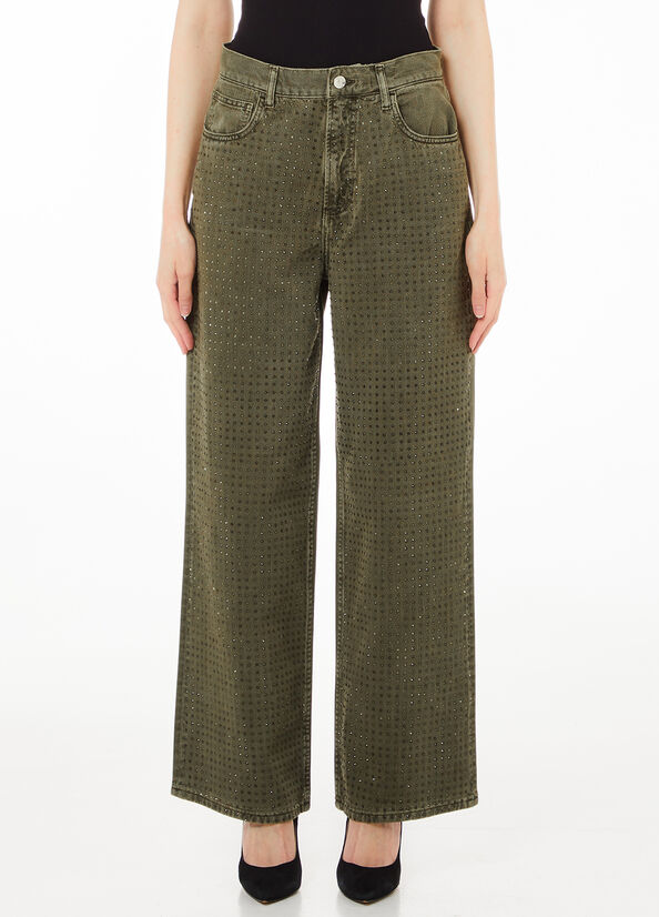 Pantaloni baggy con strass