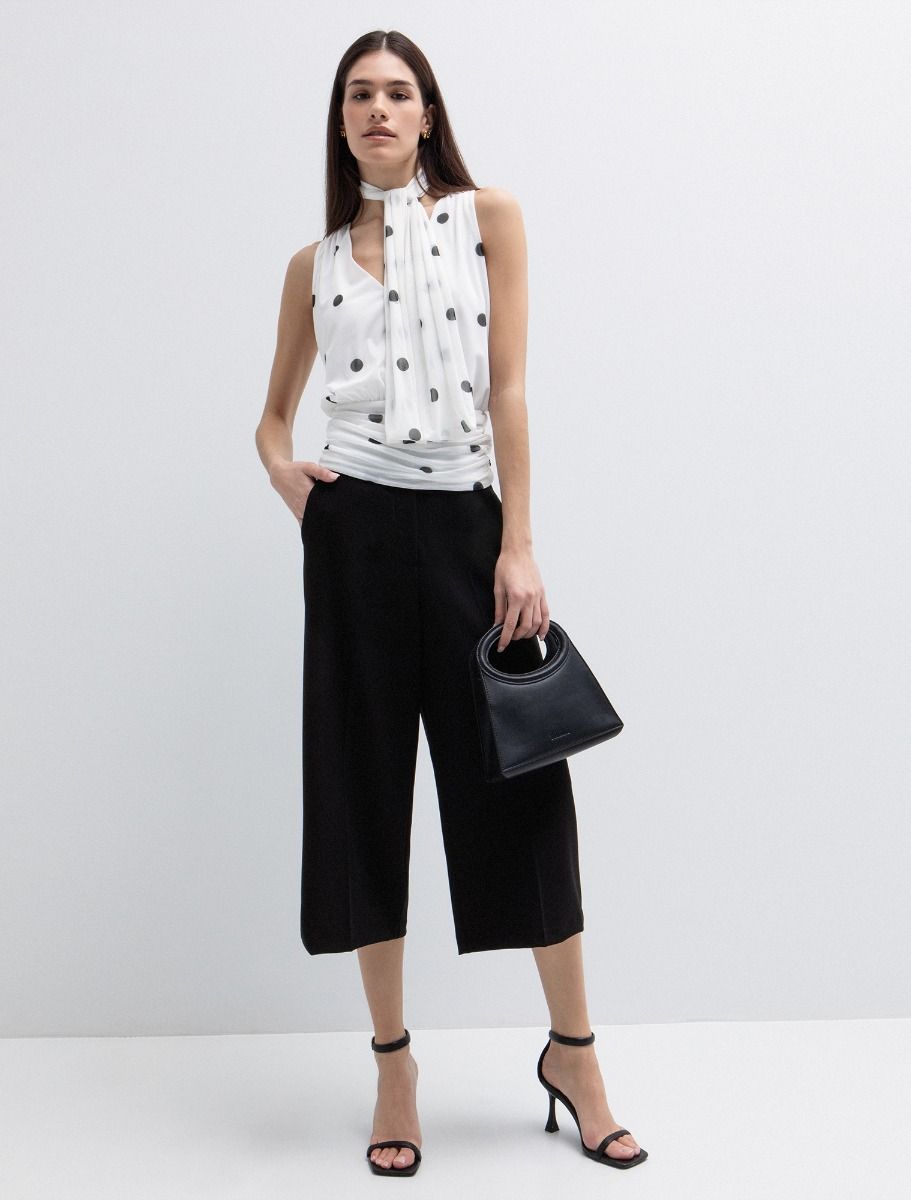 Πουά μπλούζα με κορδέλα