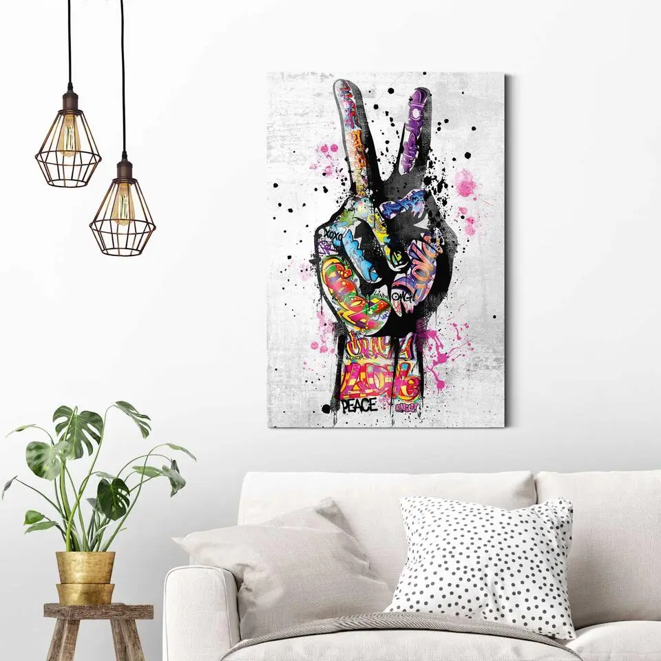 Schilderij Peace - 90 x 60 - Bont